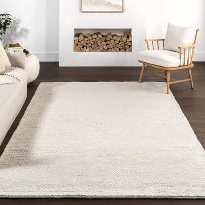Nuloom Penelope Off-White/Ivory, 5' x 8', Hand-Braided, Wool & Cotton, Textured and Dense, High Traffic, Stain Resistant, Easy Clean, Durable Area Rug for Bedroom, Living Room, Dining, Entryway