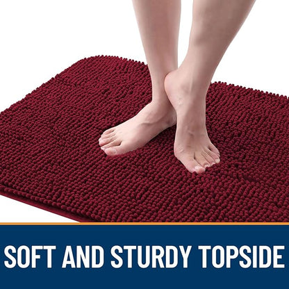 OLANLY Dog Door Mat for Muddy Paws 40x24, Absorbs Moisture and Dirt, Absorbent Non-Slip Washable Doormat, Quick Dry Chenille Mud Mat for Dogs, Entry Indoor Entryway Carpet for Inside Floor, Burgundy