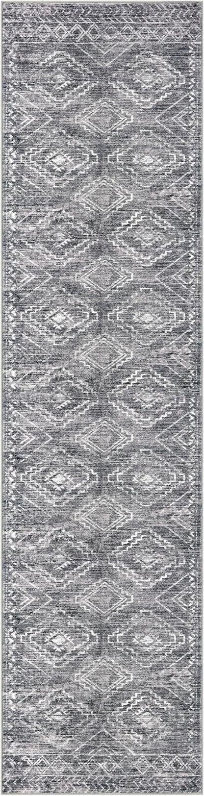 KILOCOCO Hallway Runner Rug 2'x8' Runners for Hallways Washable Runner Rug Non Slip Rubber Backed Low-Pile Runners for Bedroom Kitchen Living Room Laundry Room Boho Rugs, Grey