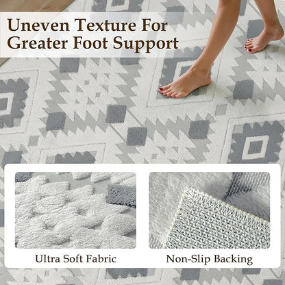 Ivory Grey 5x7 Area Rug Washable Living Room Moroccan Shag Carpet Non Slip Soft Neutral Boho Plush Pile Large Throw Rug for Kitchen Office Dining Room Bedroom Laundry