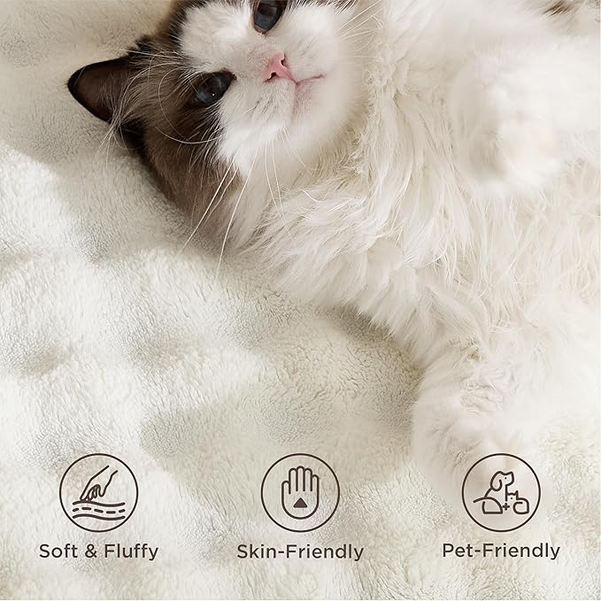 Bedsure 8x10 Fluffy Area Rugs for Living Room, Machine Washable Rugs, Non-Slip Backing, Non-Shedding, Pet Friendly Throw Rug for Bedroom Dining Room, Coconut White