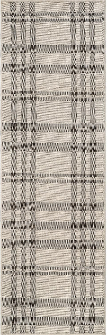 CAMILSON Easy Jute Rug 2x7, Indoor and Outdoor Off-White Runner Rug for Kitchen, Hallway and Entryway, Checkred Boho Woven Design, Easy-Cleaning, Washable Outside Carpet (2 x 7)
