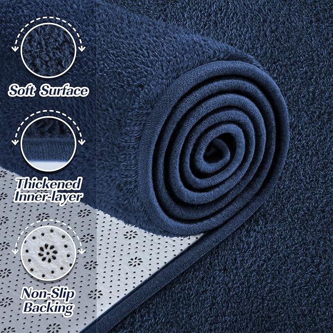 Large Area Rugs for Living Room Bedroom, 7x10 Feet Navy Blue Rug, Minimalist Modern Shag Rug, Soft Thick Memory Foam Indoor Carpet, Non-Slip Washable Rug for Boys Girls Dorm Nursery Room Home Decor