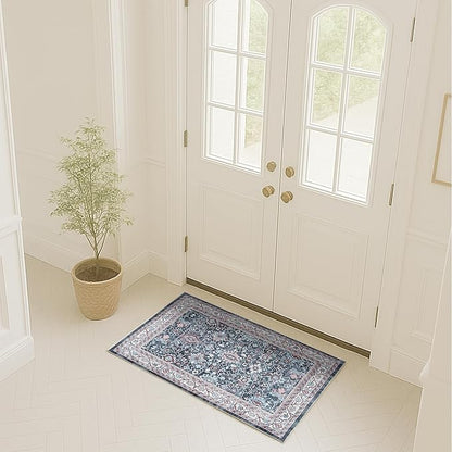 Fame Rugs Turkish Rug. Washable Vintage Oriental Antique Inspired Traditional Doormat Small Modern Area Rugs Luxury Entryway Entry Bedroom Bathroom Kitchen (409CN, 2' x 3')