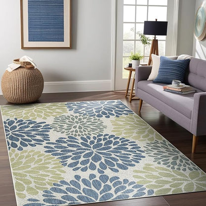 Beverly Rug Outdoor Rug 9x12 Modern Exotic Tropical Leaf Area Rugs for Indoor and Outdoor Patio Deck Porch Garden Water Resistant Washable Outside Carpet (9 x 12 Olive)