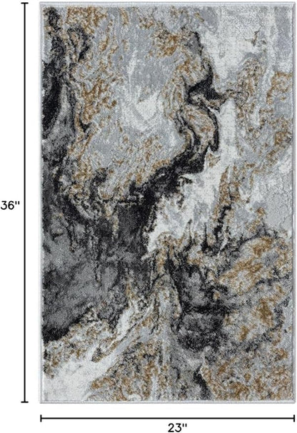LUXE WEAVERS Marble Swirl Abstract Area Rug, Smoke 2x3