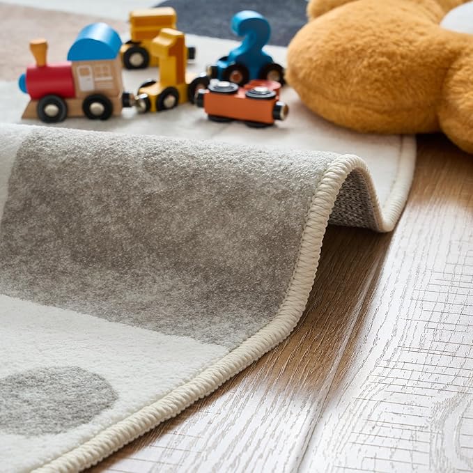 jinchan Macy Area Rug 6x9 Kids Washable Indoor Non-Slip Black and White Modern Soft Rug Elementary School Classroom Diamond Carpet for Nursery Playroom Daycare Bedroom Living Room Dorm Marble on Cream