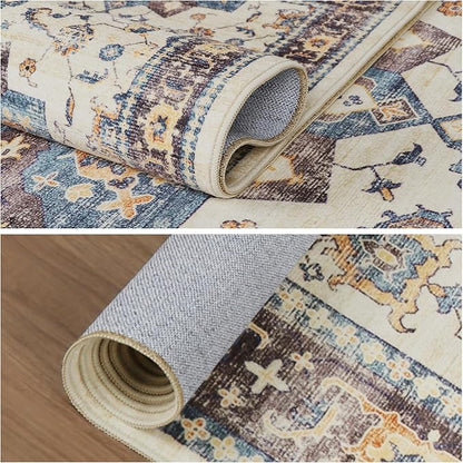 Dripex Tribal Washable Runner Rug-2x5 Non-Slip Non-Shedding Runners for Hallways Stain Resistant Kitchen Mat Laundry Entryway Carpet Runner for Doorway Entrance Bedroom Living Room Decor