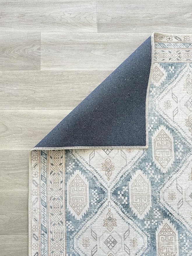 Fame Living Faded Oushak Rug, Turkish Vintage Floral Pastel Large Oversized Area Rugs for Living Room Dining Bedroom Kitchen Bathroom Nursery (852CB, 2' x 3')