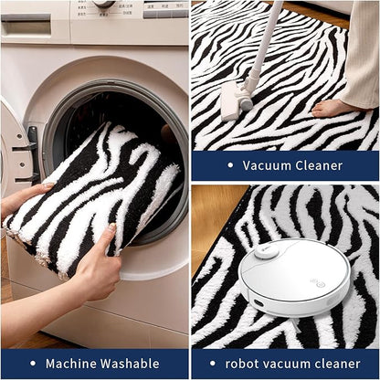 YIHOUSE 6×9 Ft Area Rugs, Black and White Modern Abstract Rug, Washable Plush Soft Zebra Print Carpet, Non-Slip Non-Shedding Rug for Living Room, Bedroom, Dining Room, Home Office Decor