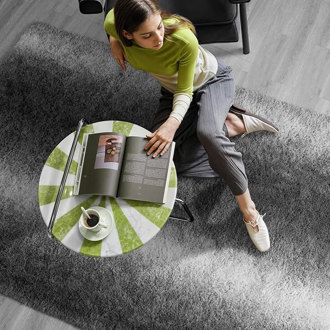 Zentavio Grey White Gradient Area Rugs for Living Room, Rugs for Bedroom 4x6 Fluffy Carpet Soft Shag Aesthetic Plush High Pile Gray Throw Rug for Nursery Kids Room Dorm