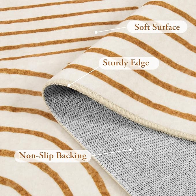 Lahome Abstract Washable Area Rug 6x9, Soft 6x9 Rug for Living Room Ultra-Thin Non Slip Bedroom Rug, Rainbow Orange Throw Carpet for Dining Room(6'x9',Orange)