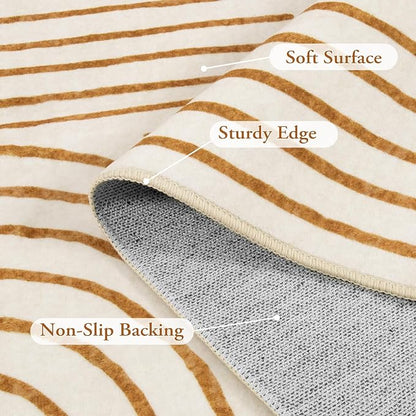 Lahome Abstract Washable Area Rug 6x9, Soft 6x9 Rug for Living Room Ultra-Thin Non Slip Bedroom Rug, Rainbow Orange Throw Carpet for Dining Room(6'x9',Orange)