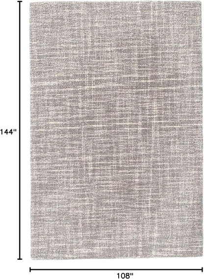 Dash & Albert Crosshatch Dove Grey Hand Micro Hooked Wool Rug, 8.5 X 11.5 Feet, Grey Solid Pattern