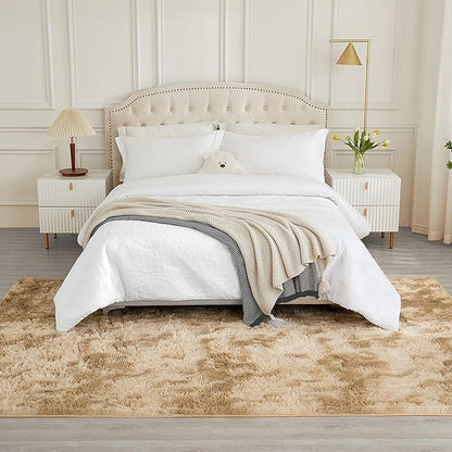 Andency 8x10 Area Rugs for Living Room, Upgrade Non-Slip Fluffy Soft Large Shag Bedroom Carpet, Tie-Dyed Khaki Big Indoor Thick Nursery Rug for Kids Dorm Home Decor Aesthetic