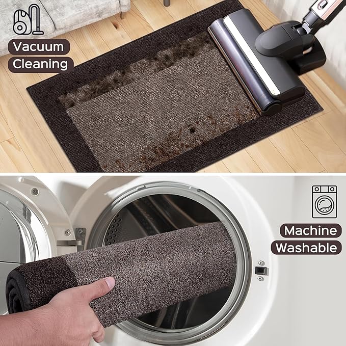 Machine Washable Runner Rug 32" x 120", Non Slip Kitchen Mat for Floor, Absorbent Entryway Rug for Kitchen, Bedroom, Living Room, Hallway, Door (Roll Packing)