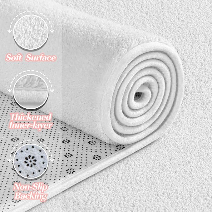 Large Area Rugs for Living Room Bedroom, 5x8 Feet White Rug, Minimalist Modern Shag Rug, Soft Thick Comfy Memory Foam Indoor Carpet, Non-Slip Washable Rug for Boys Girls Dorm Nursery Room Home Decor