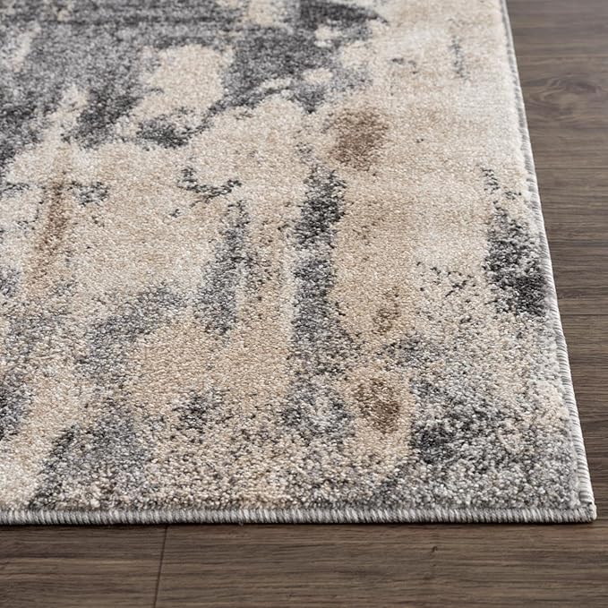 LUXE WEAVERS Euston Collection Gray-Gray 6x9 Modern Abstract Area Rug