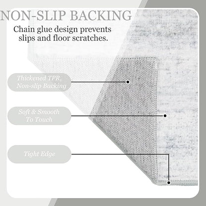 MUJOO 9x12 Area Rug,Washable Rugs for Living Room Bedroom Dining Room,Modern Abstract Large Non Slip Throw Carpet Indoor,Low Pile Accent Neutral Grey