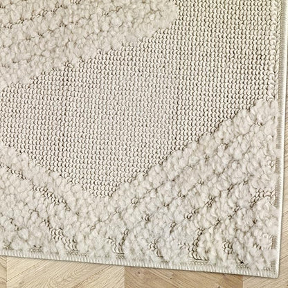 Antep Rugs Palafito 2x4 Geometric Shag Diamond High-Low Pile Textured Indoor Area Rug (Beige, 2' x 4')
