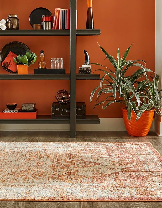 Unique Loom Isabella Collection Area Rug - Adjani (5' 1" x 8' Rectangle, Rust Red/ Black)