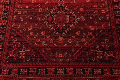 Unique Loom Tekke Collection Area Rug - Sheibani (4' 1" x 6' 1" Rectangle Red/Black)