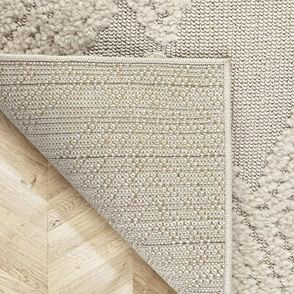 Antep Rugs Palafito 2x4 Geometric Shag Diamond High-Low Pile Textured Indoor Area Rug (Beige, 2' x 4')