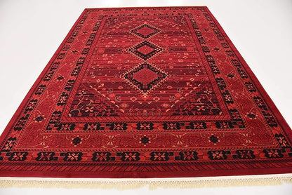 Unique Loom Tekke Collection Area Rug - Sheibani (7' 1" x 10' Rectangle, Red/ Black)