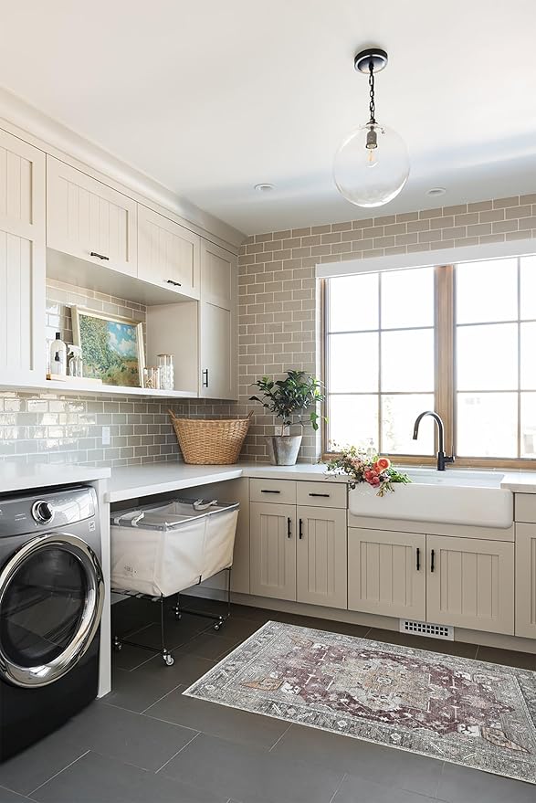 Distressed Modern Rug, Terracotta Vintage Inspired Medallion Geometric Large Area Rugs for Living Room Bedroom Bathroom Kitchen Home (857RB, 2' x 3')