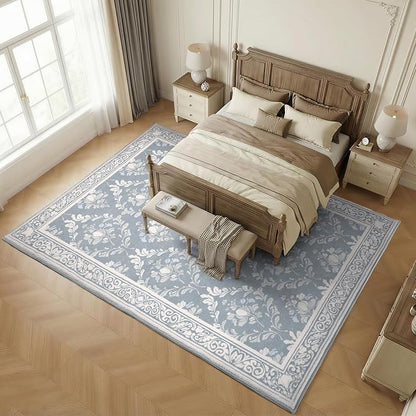 SOULFUL Medium Pile 4x6 Rugs for Living Room - Soft Underfoot Area Rug - Greige Boho Floral - Washable Non-Slip - Perfect for Bedroom Kids Room Under Dining Table Office