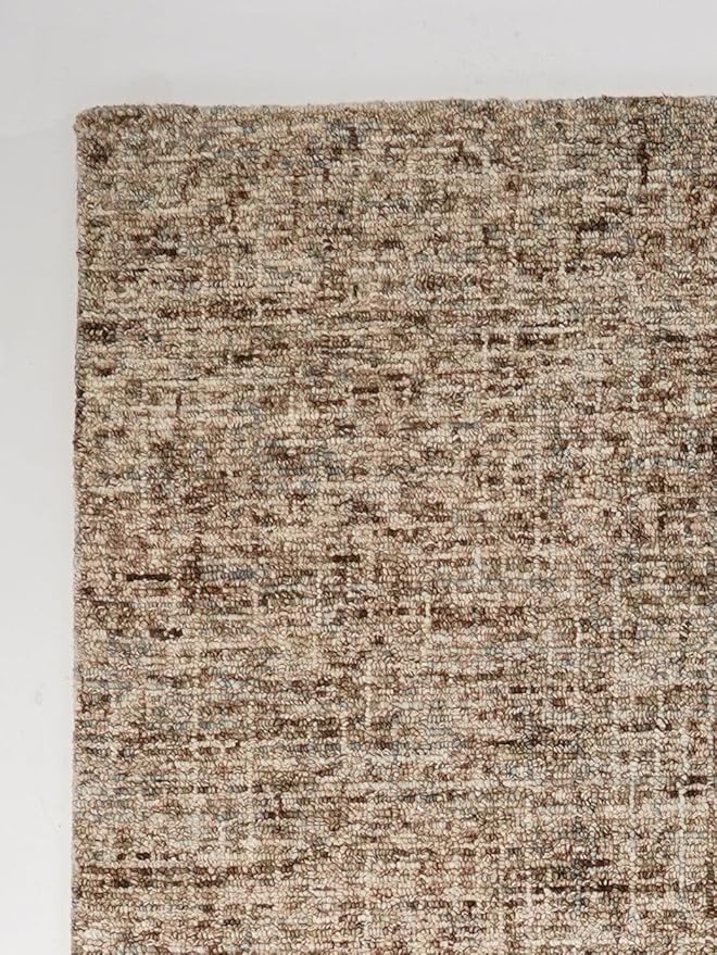 Rugsotic Carpets Hand Tufted Wool ECO-Friendly Area Rugs - 5'x8', Rectangle Shape, Beige & Brown, Solid Plain Design, High Pile Thick Handmade Area Rugs for Living Room, Bed Room (KWC111)