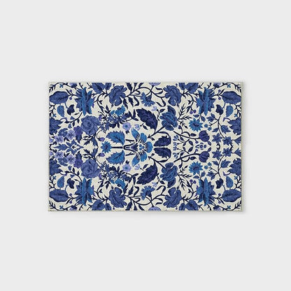 EVERGRACE Area Rugs for Entryway 2x3, Boho Floral Faux Wool Indoor Outdoor Small Rugs, Washable Rugs for Bedroom Bathroom Laundry Doormat, Low Pile Floor Mat Carpet for Home Decor, Celtic Blue