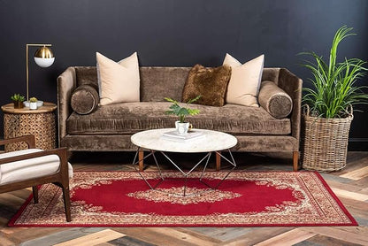 Unique Loom Reza Collection Traditional Persian Style Area Rug, Rectangular 7' 1" x 10' 0", Burgundy/Ivory