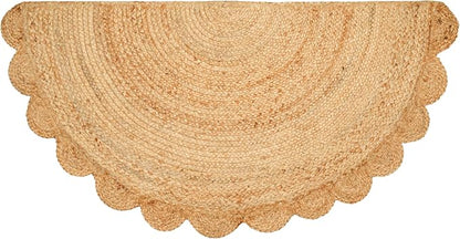 Savi Home Half Hand Woven Area Rug Braided Jute Scalloped Border, Decor Collection Classic Quality Made for Living Room, Kitchen, 22x42 - Natural