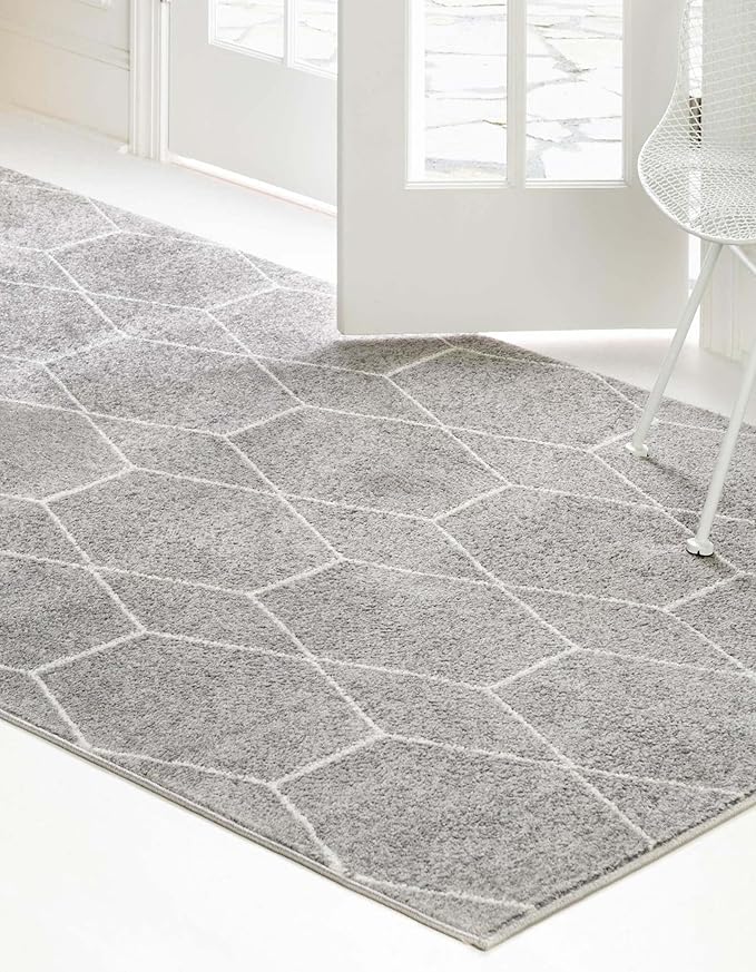 Unique Loom Trellis Frieze Collection Area Rug - Geometric (7' 1" x 10', Light Gray/ Ivory)