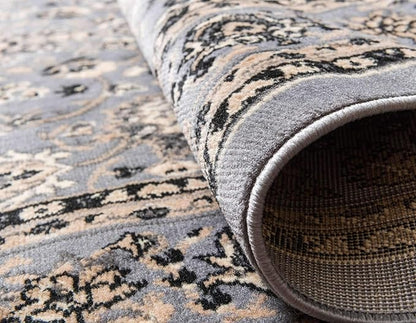 Unique Loom Sialk Hill Collection Area Rug - Washington (2' 11" x 16' 5" Runner Gray/Black)