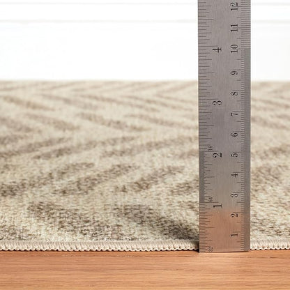 Dash & Albert Rowley Grey Machine Washable Rug, 7.5 X 9.5 Feet, Grey Graphic Pattern - Premium Luxury Hotel Quality Soft Breathable Hypoallergenic Machine Washable Easy Care All Season Comfortable