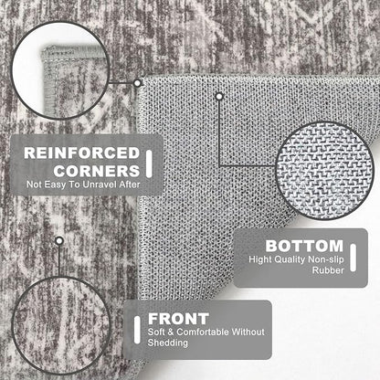 KILOCOCO Boho Entryway Rug 3x5 Area Rug Washable Non Slip Throw Rugs Soft for Kitchen Living Room Dining Bedroom Geometric Moroccan Carpet, Taupe