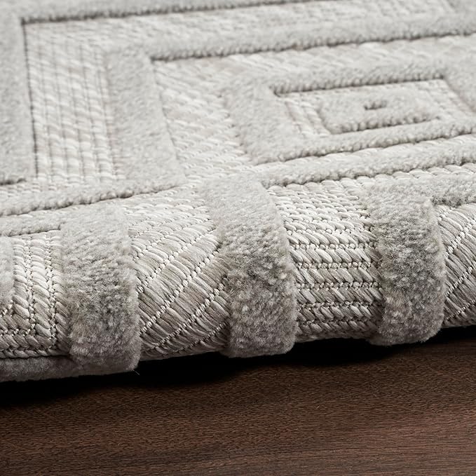 Nourison Home Versatile Silver Grey 6' x 9' Area Rug - Easy Clean, Non Shedding, Bed Room, Living Room, Dining Room, Kitchen (6' x 9')