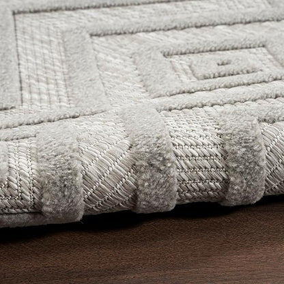 Nourison Home Versatile Silver Grey 7' x 10' Area Rug - Easy Clean, Non Shedding, Bed Room, Living Room, Dining Room, Kitchen (7' x 10')