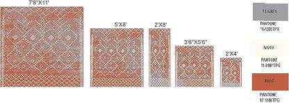 Furnish my Place Trellis Pattern Rug - 5 ft. x 8 ft, Rust, Bohemian Rug with Transitional Design