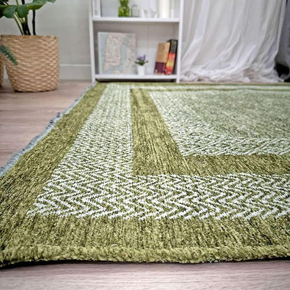 Alfa Rich 7x10 Green Washable Area Rugs for Living Room Bedroom Kitchen Dining Cotton Rug