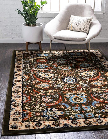 Unique Loom Espahan Collection Area Rug - Cape Cod (5' 3" x 8' Rectangle, Green/ Black)