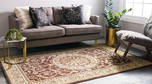 Unique Loom Versailles Collection Traditional Classic Medallion Floral Motif Area Rug (10' 6 x 16' 5 Rectangular, Brown/ Ivory)