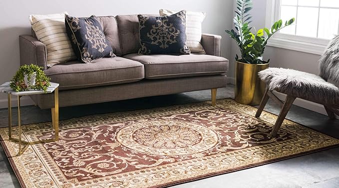 Unique Loom Versailles Collection Traditional Classic Medallion Floral Motif Area Rug (2' 2 x 3' 0 Rectangular, Brown/ Ivory)