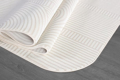 Beverly Rug Modern Geometric Area Rug 5x7 Low-High Pile Durable Soft Abstract Semi-Circles Indoor Rugs for Living Dining Room Office Stain Resistant Non Shedding Indoor Carpet Beige White 5 x 7