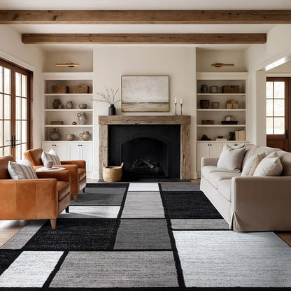 Rugshop Modern Geometric Gray Area Rug, Fade-Resistant Carpet for Large Living Room, Dining Room, or Open Space, 10' x 14'