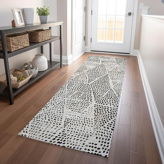 Addison Rugs Chantille ACN591 Ivory 2'3" x 7'6" Indoor Outdoor Hallway Runner Rug, Stain Resistant Washable Kitchen Area Carpet for Bathroom, Laundry and Bedroom Rug