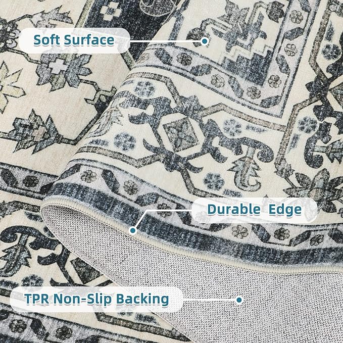 Dripex Tribal Washable Runner Rug-2x5 Non-Slip Non-Shedding Runners for Hallways Stain Resistant Kitchen Mat Laundry Entryway Carpet Runner for Doorway Entrance Bedroom Living Room Decor