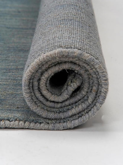 Hand Knotted Loom Wool ECO-Friendly Area Rugs - 10'x10', Square, Light Blue Color, Solid Plain Design, High Pile Handmade Anti Skid Area Rugs for Living Room, Bed Room (L00111)